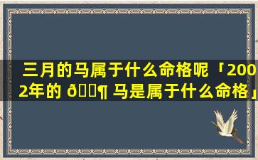 三月的马属于什么命格呢「2002年的 🐶 马是属于什么命格」